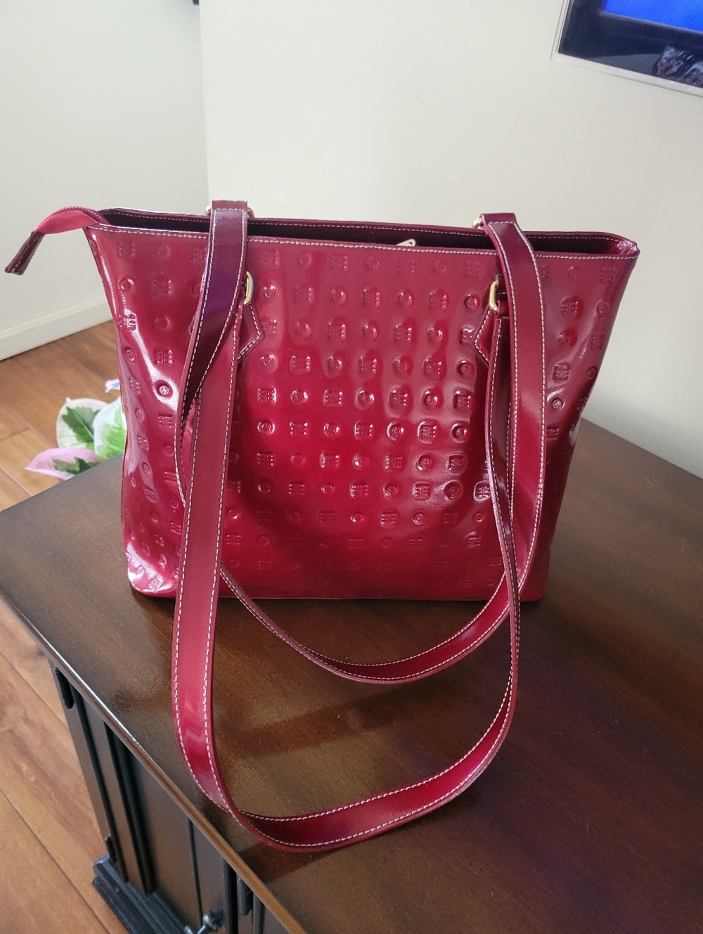 Arcadia Red Patent Tote Bag